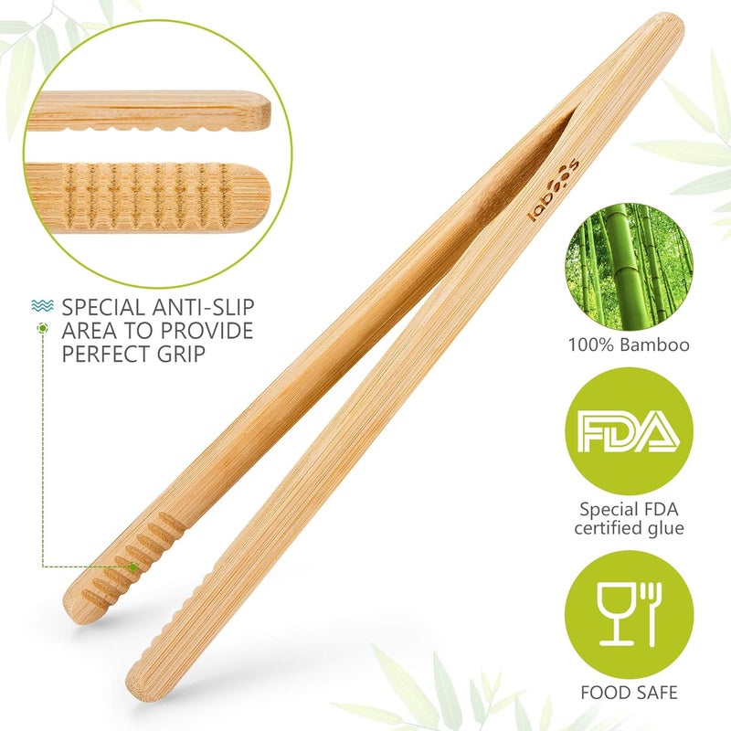 laboos 2-Pack Bamboo Toast Tongs 8.7” – Natural Bamboo Tongs for Toaster, Oven, Air Fryer, Pickles, Snacks – Heat-Resistant, Food Safe, Easy to Use – by - Image 3