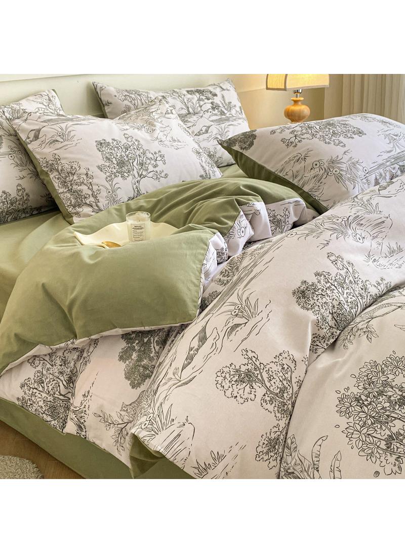 4 Pieces Cotton Comforter Sets Fits 1.5M /1.8M Double Size Bed Housewarming gift Birthday Gift  - Image 3