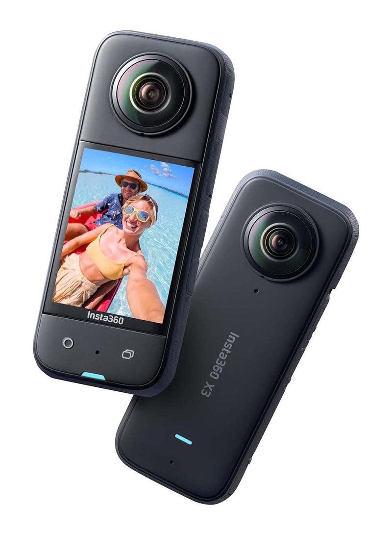 انستا 360 كاميرا X3-360 مقاومة للماء مع مستشعر 1/2 بوصة، 5.7K 360، صور 72 ميجابكسل 360 درجة، تثبيت، شاشة لمس 2.29 بوصة، تحرير AI، بث مباشر، كاميرا ويب، تحكم صوتي مع بطاقة ذاكرة 64 جيجابايت - Image 1
