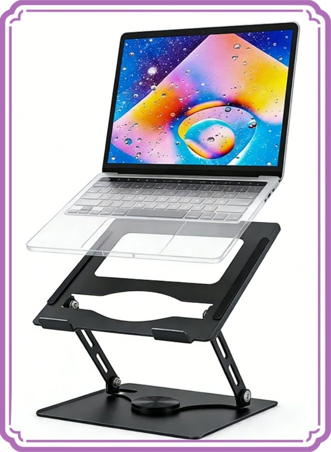 APEX Adjustable Laptop Stand for Desk Ergonomic Riser with 360° Rotating Base Foldable Notebook Computer Holder Compatible MacBook Air Pro Dell XPS More 10-17" Laptops - Image 1
