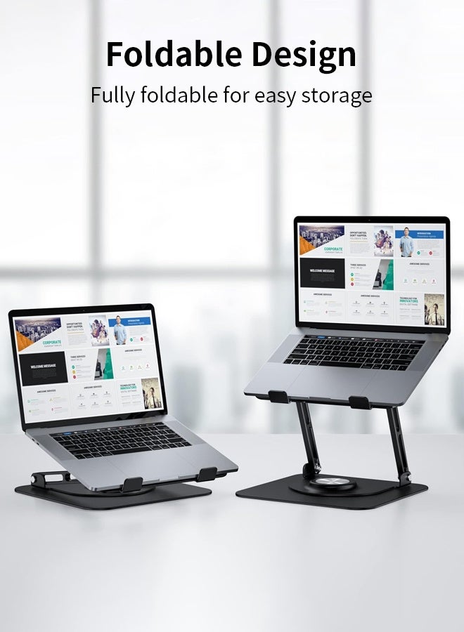 APEX Adjustable Laptop Stand for Desk Ergonomic Riser with 360° Rotating Base Foldable Notebook Computer Holder Compatible MacBook Air Pro Dell XPS More 10-17" Laptops - Image 4