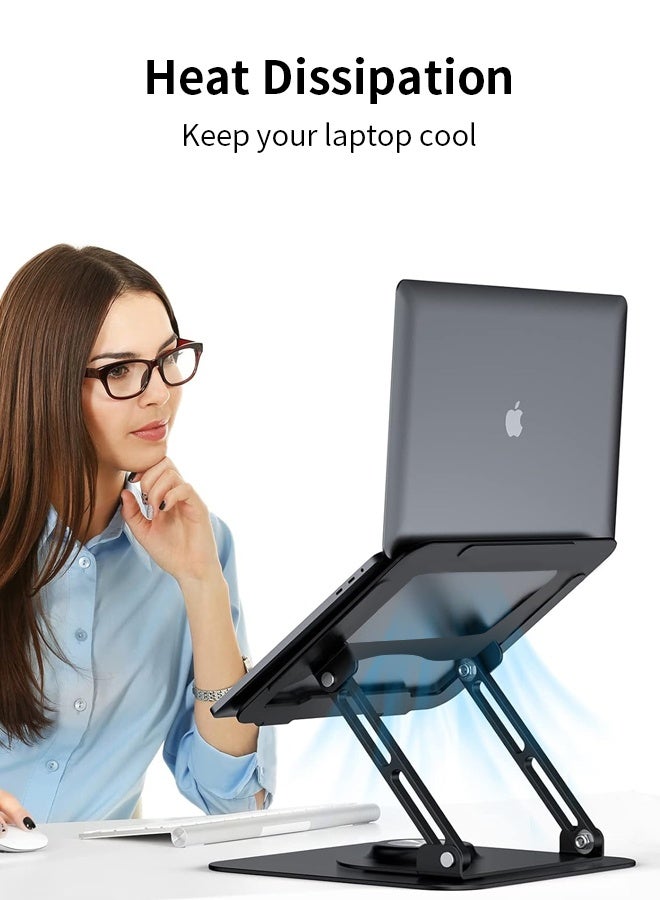 APEX Adjustable Laptop Stand for Desk Ergonomic Riser with 360° Rotating Base Foldable Notebook Computer Holder Compatible MacBook Air Pro Dell XPS More 10-17" Laptops - Image 5