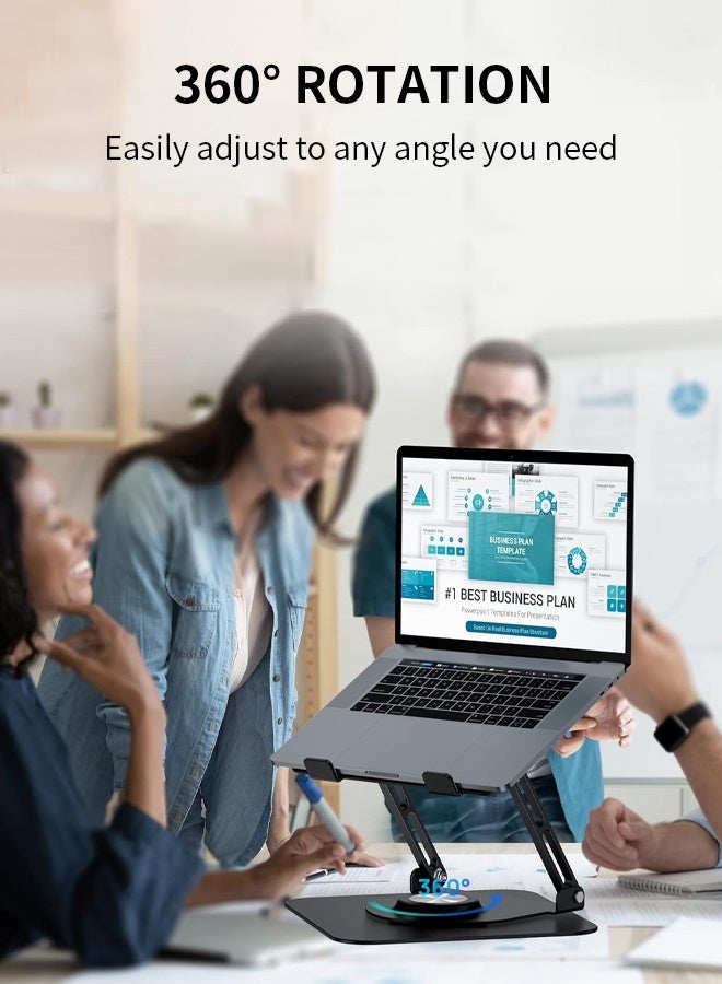 APEX Adjustable Laptop Stand for Desk Ergonomic Riser with 360° Rotating Base Foldable Notebook Computer Holder Compatible MacBook Air Pro Dell XPS More 10-17" Laptops - Image 2