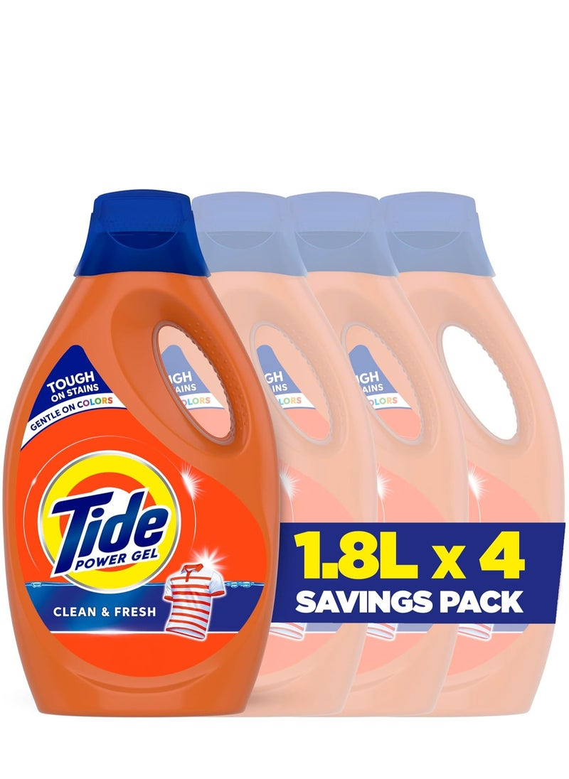 Tide Tide Power Gel Laundry Detergent Clean & Fresh 1.8L Pack of 4  - Image 1