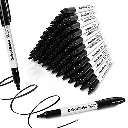 Dabo&Shobo Dry Erase Markers, （80 Count, Black,Chisel Tip）-White Board Markers/Pens ，Very Suitable for Writing on The School、 Office 、Home Dry Erase whiteboard Mirror Glass… - Image 1