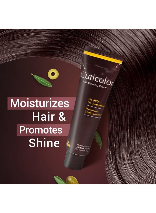 Cuticolor - Permanent Hair Color Cream|#1 Dr Prescribed|Suitable For Sensitive Skin|Eco Mechanism To Preserve Scalp Health|No Ammonia|No Ppd|Enriched With Portulaca & Boseivela Extract - Dark Brown(60G) - Image 1