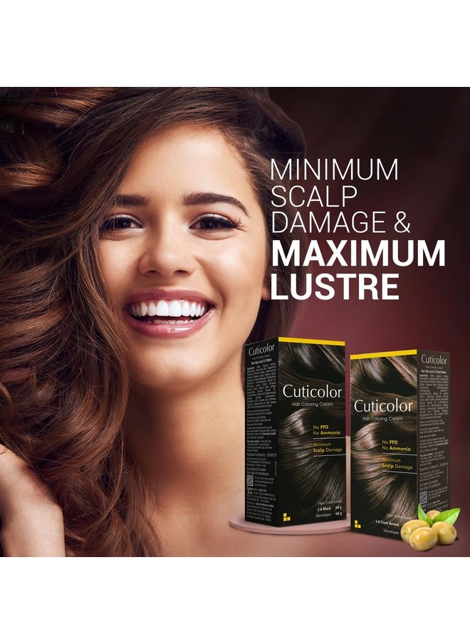Cuticolor - Permanent Hair Color Cream|#1 Dr Prescribed|Suitable For Sensitive Skin|Eco Mechanism To Preserve Scalp Health|No Ammonia|No Ppd|Enriched With Portulaca & Boseivela Extract - Dark Brown(60G) - Image 1