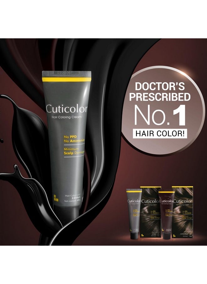 Cuticolor - Permanent Hair Color Cream|#1 Dr Prescribed|Suitable For Sensitive Skin|Eco Mechanism To Preserve Scalp Health|No Ammonia|No Ppd|Enriched With Portulaca & Boseivela Extract - Dark Brown(60G) - Image 1