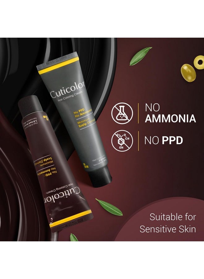 Cuticolor - Permanent Hair Color Cream|#1 Dr Prescribed|Suitable For Sensitive Skin|Eco Mechanism To Preserve Scalp Health|No Ammonia|No Ppd|Enriched With Portulaca & Boseivela Extract - Dark Brown(60G) - Image 1