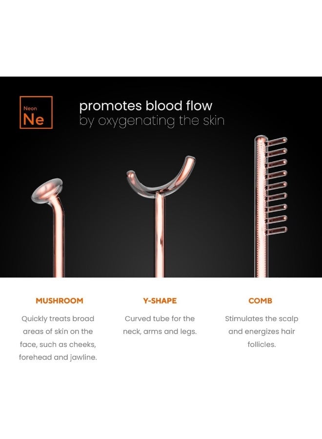 Pure Daily Care Nuderma Professional Skin Therapy Wand - Portable Handheld High Frequency Skin Therapy Machine With 6 Neon & Argon Wands - Acne Treatment - Skin Tightening - Wrinkle Reducing – Facial Skin Lifter  - Image 2