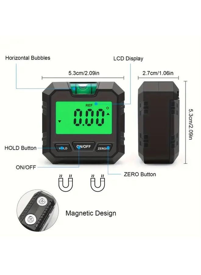Black Digital Angle Finder Magnetic Base Zero Range LCD Backlight Inclinometer - Image 5