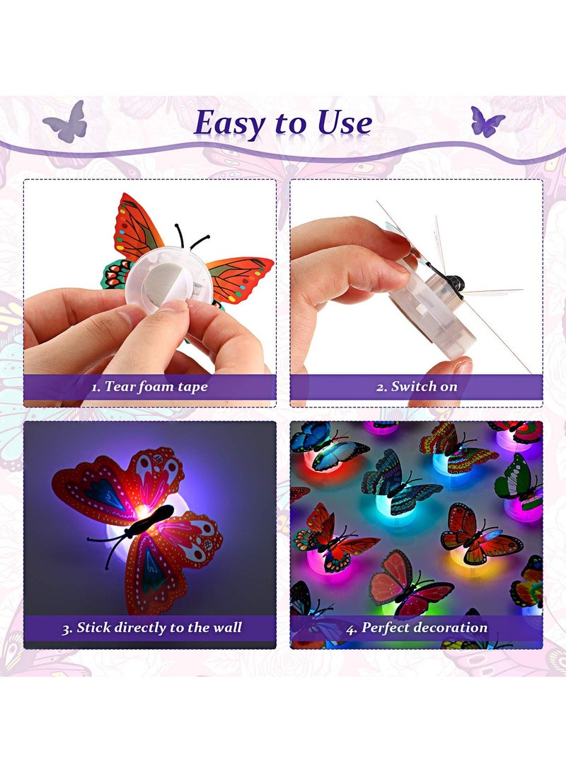 غنافوتو 24 قطعة LED زينة الفراشة ضوء الفراشة ملصق الجدار الضوء للحديقة الفناء الخلفي الحديقة حفلة احتفالية غرفة نوم الأطفال غرفة المعيشة - Image 4