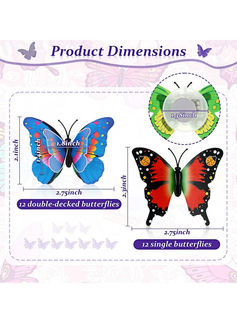 غنافوتو 24 قطعة LED زينة الفراشة ضوء الفراشة ملصق الجدار الضوء للحديقة الفناء الخلفي الحديقة حفلة احتفالية غرفة نوم الأطفال غرفة المعيشة - Image 5