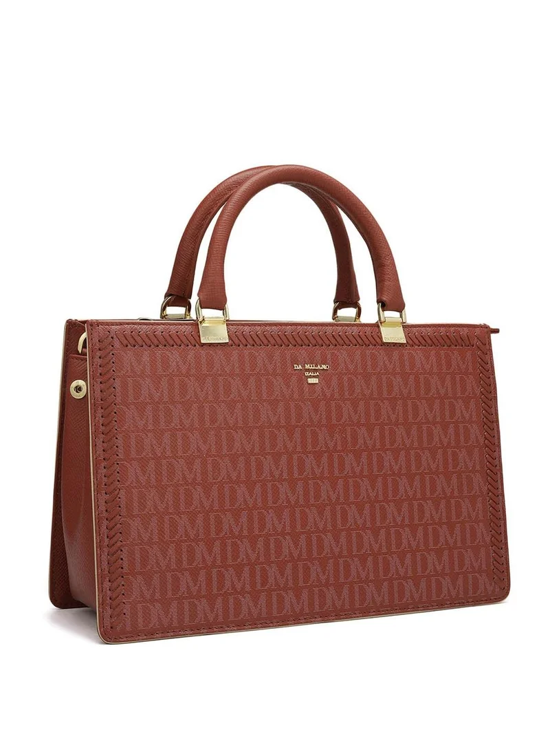 دا ميلانو حقيبة جلد طبيعي حمراء