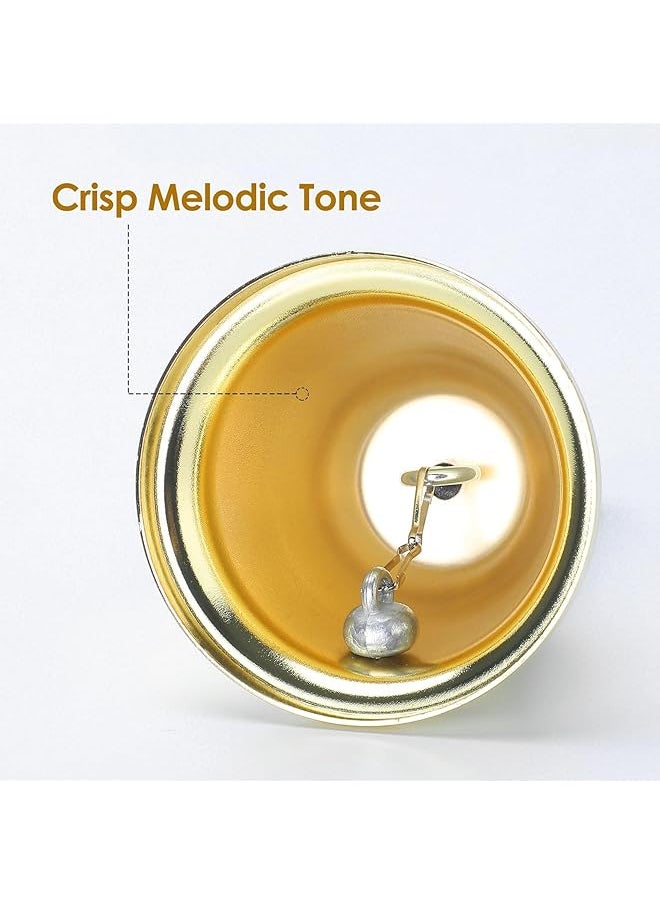 erorex Loud Hand Bell Silver Steel Hand Bells For Adults Dinner Bells For Inside Classroom Bell For Food Line Alarm Jingles Ringing Gold  - Image 5