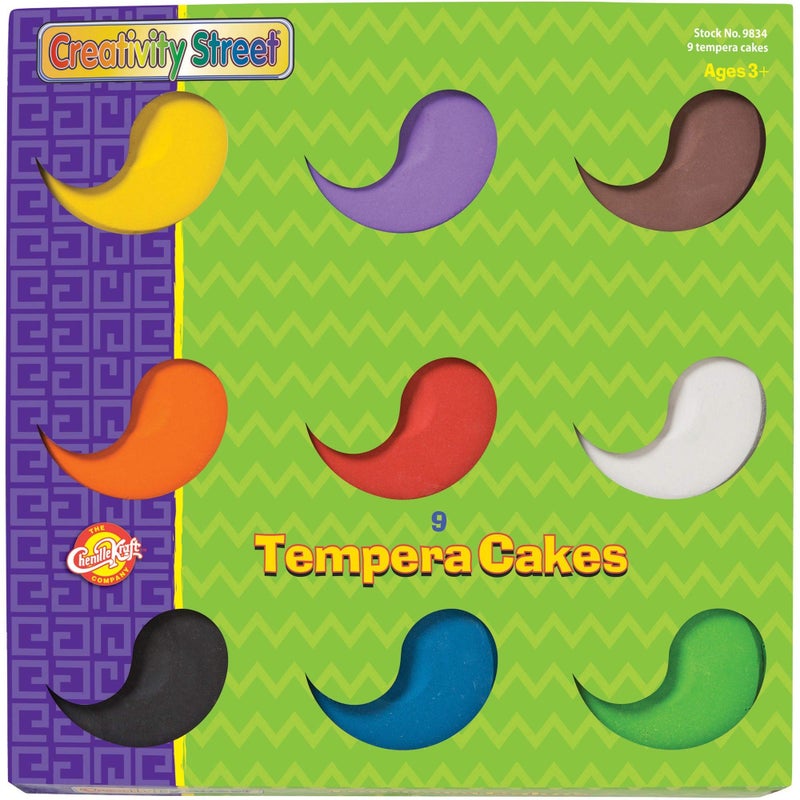 Creativity Street Chenille Kraft Tempera Cakes 9 Assorted Colors, 1 Count (Pack of 1) - Image 1