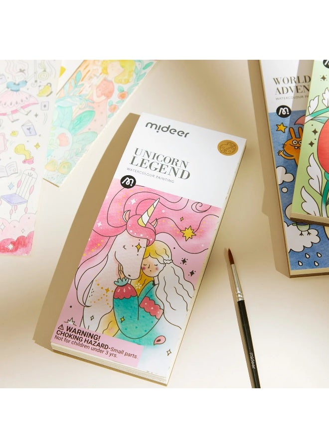Mideer Watercolor Painting Unicorn Legend – Kids Portable Watercolor Art Set with Story Pages, 6 Paint Colors & Brush, Creative Travel Painting Activity Book for Kids Age 5+ - Image 5