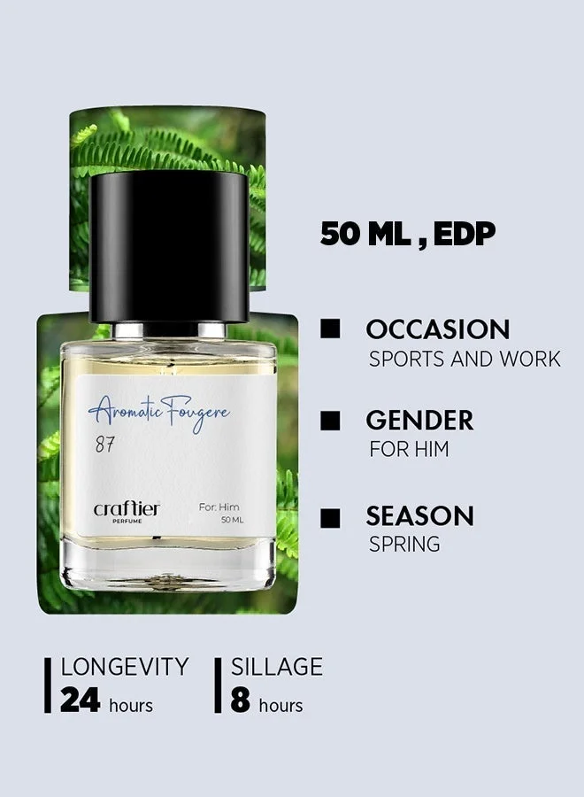 Craftier Perfume New AROMATIC FOUGERE - Inspired of-212 VIP BLACK, Eau De Parfum for Men - 50ml, Long Lasting Aromatic Fragrance Upto 24 Hrs, Travel Size Men's Perfume for Men | Best Price UAE