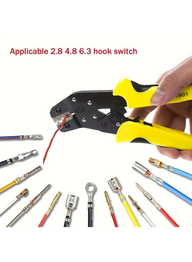 Heavy Duty Ratchet Crimping Tool 2 8mm to 6 3mm Carbon Steel Wire Crimper Yellow Black Handle - Image 2