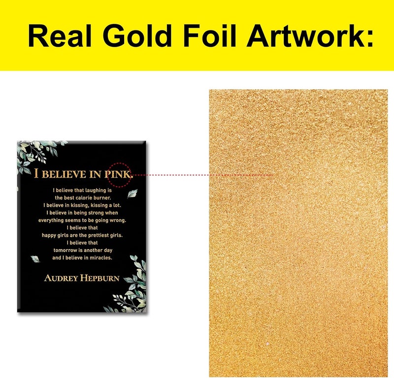 JerLoe Inspirational Gold Foil Canvas Wall Art - Image 3
