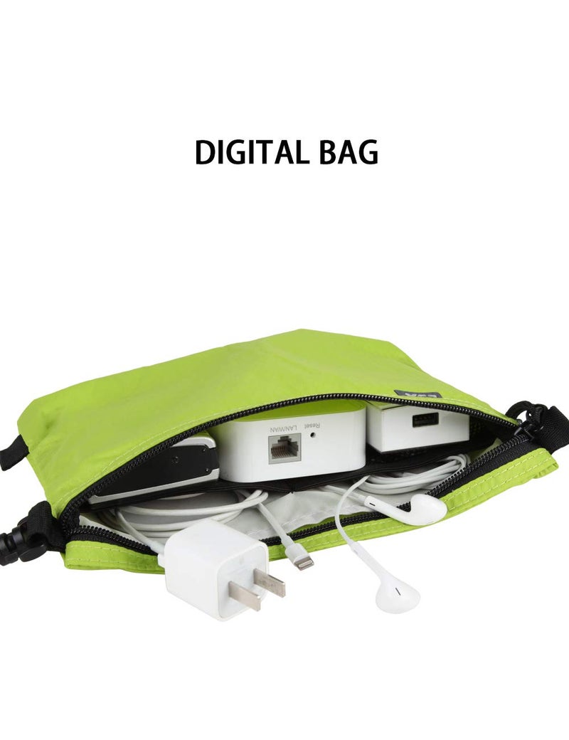 GOX Travel Toiletry Bag Carry On Zipper Pouch Cosmetic Kit Makeup Digital Bag Water Repellent Nylon (Green) - Image 4