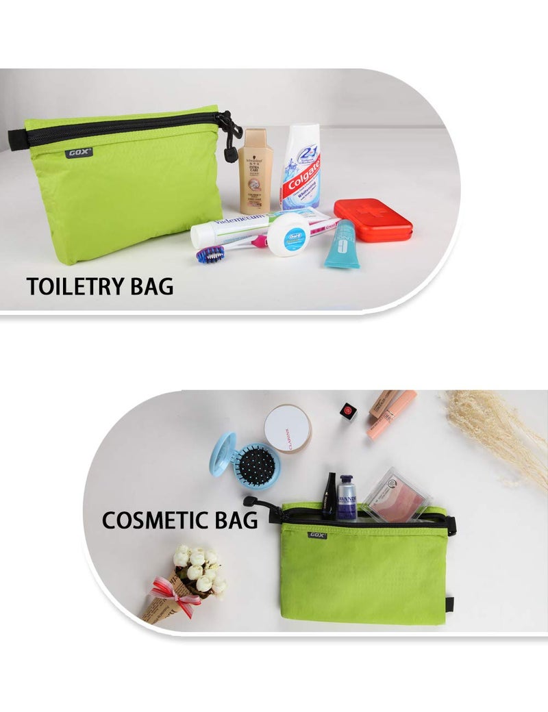 GOX Travel Toiletry Bag Carry On Zipper Pouch Cosmetic Kit Makeup Digital Bag Water Repellent Nylon (Green) - Image 3