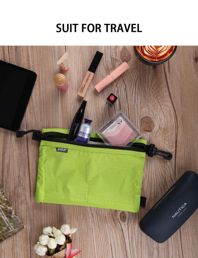 GOX Travel Toiletry Bag Carry On Zipper Pouch Cosmetic Kit Makeup Digital Bag Water Repellent Nylon (Green) - Image 2