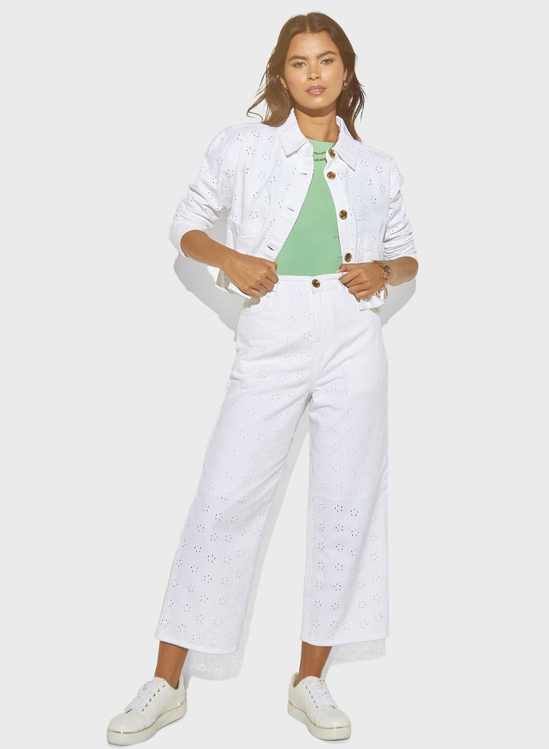 Open Work Pocket Detail Denim Jacket