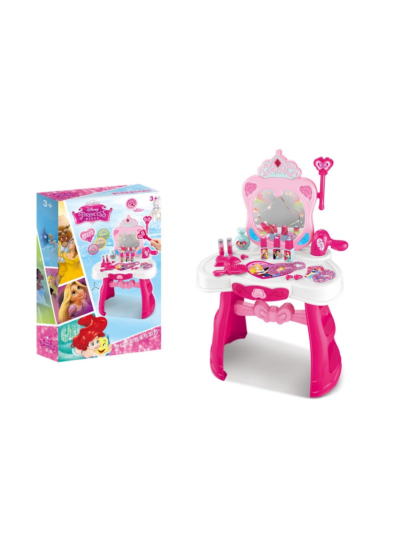 Disney مجموعة مركز جمال أميرات ديزني مع ضوء وصوت | مجموعة زينة | لعب تمثيلي | تصميم أزياء | مجموعة مكياج | هدية للأطفال