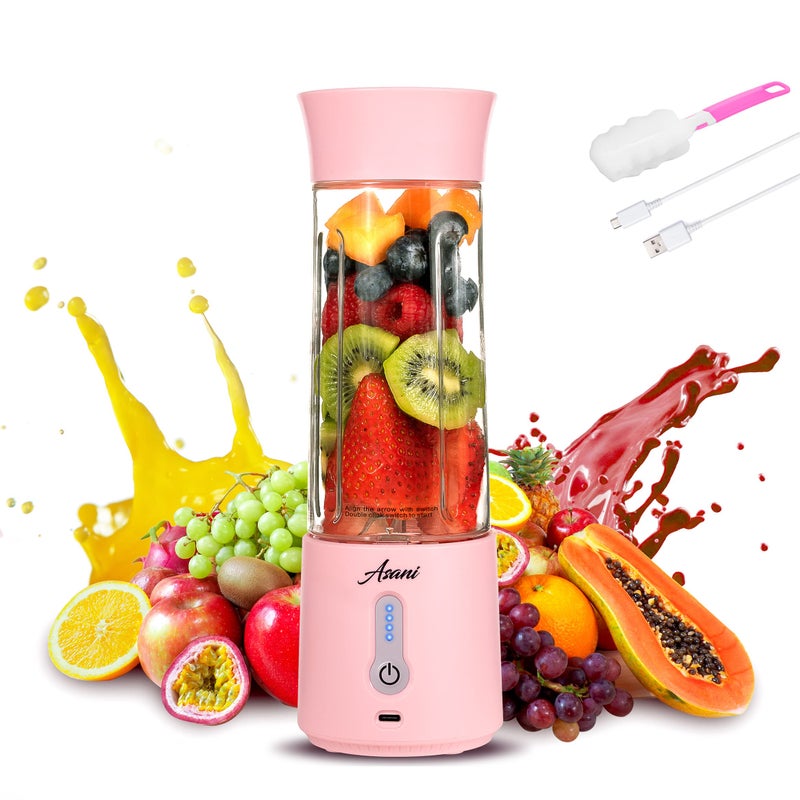 Asani Portable Mini Blender for Shakes and Smoothies USB Rechargeable Pink