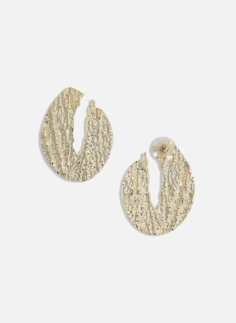 سوهي أقراط دائرية متعرجة - ذهبي