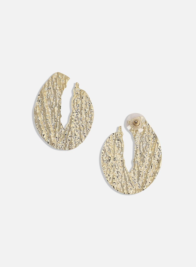 SOHI Dented Circular Artificial Stud Earring Jewellery - Image 3