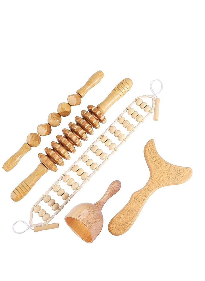 Arabest - Wood Therapy Massage Tools 5-in-1 Lymphatic Drainage Massager Maderoterapia Kit Wooden Massager Body Sculpting Tools for Muscle Pain Relief, Anti-Cellulite, Body Contouring and Shaping - Image 1