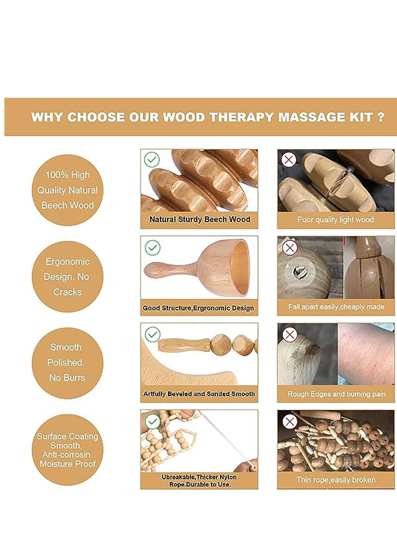 Arabest - Wood Therapy Massage Tools 5-in-1 Lymphatic Drainage Massager Maderoterapia Kit Wooden Massager Body Sculpting Tools for Muscle Pain Relief, Anti-Cellulite, Body Contouring and Shaping - Image 1
