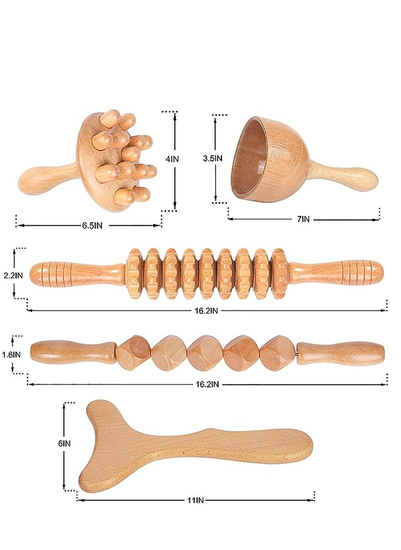 Arabest - Wood Therapy Massage Tools 5-in-1 Lymphatic Drainage Massager Maderoterapia Kit Wooden Massager Body Sculpting Tools for Muscle Pain Relief, Anti-Cellulite, Body Contouring and Shaping - Image 1