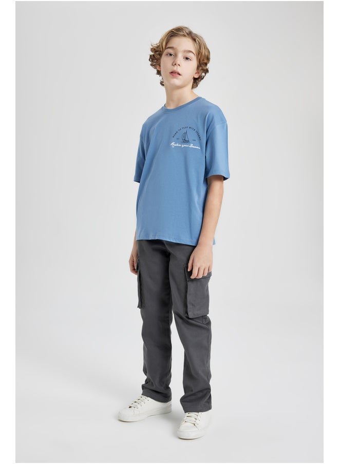 DeFacto - Boy Oversize Fit Crew Neck Knitted Short Sleeve T-Shirt - Image 1