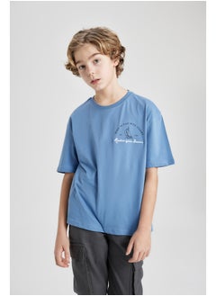 DeFacto Boy Oversize Fit Crew Neck Knitted Short Sleeve T-Shirt  - Image 5