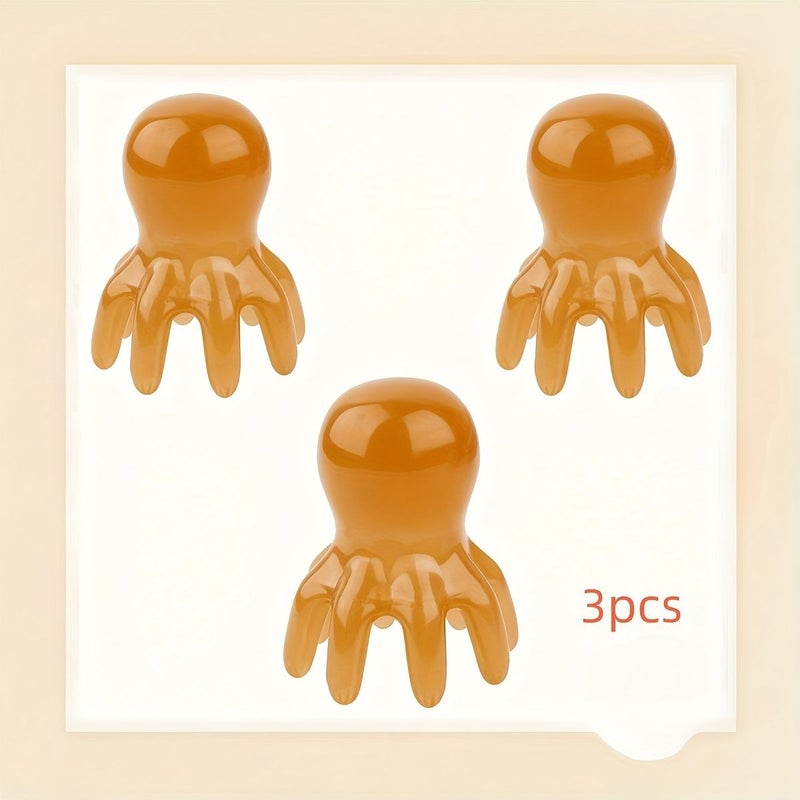 3pcs Octopus Head Massager Comb Manual Acupressure Device 8 Flexible Nodes Deeply Relax Compact Carry Home Office - Image 1