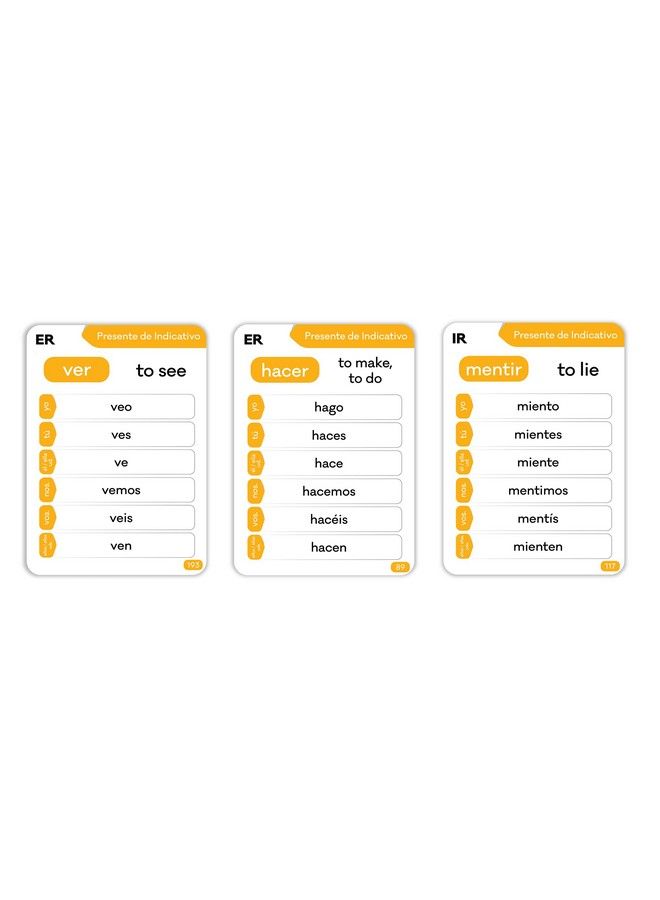Briston 200 Spanish Verb Conjugation Flash Cards Educational Language Learning Resource For Memory & Sight Words Fun Game Like Play Kids, Grade School, Classroom Or Homeschool Supplies Briston Brand  - Image 5
