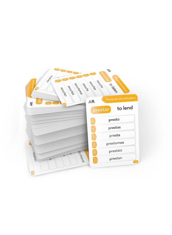 Briston 200 Spanish Verb Conjugation Flash Cards Educational Language Learning Resource For Memory & Sight Words Fun Game Like Play Kids, Grade School, Classroom Or Homeschool Supplies Briston Brand  - Image 3