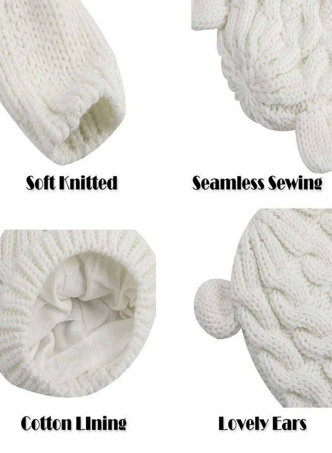 Fynnsure Baby Hat Glove Set Soft Newborn Mittens Baby Girl Boys Knitted Toddler Cap Infant Winter Beanie Mitten Sets White S - Image 4