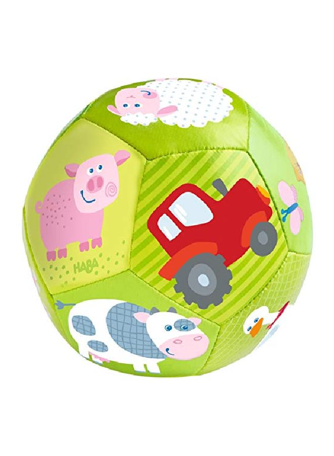 HABA Soft Baby Ball with Farm Animals for Tummy Time & Sensory Play - 4.5" Infant Play Ball Ideal for Crawling, for Babies 6 Months & Up - Image 1