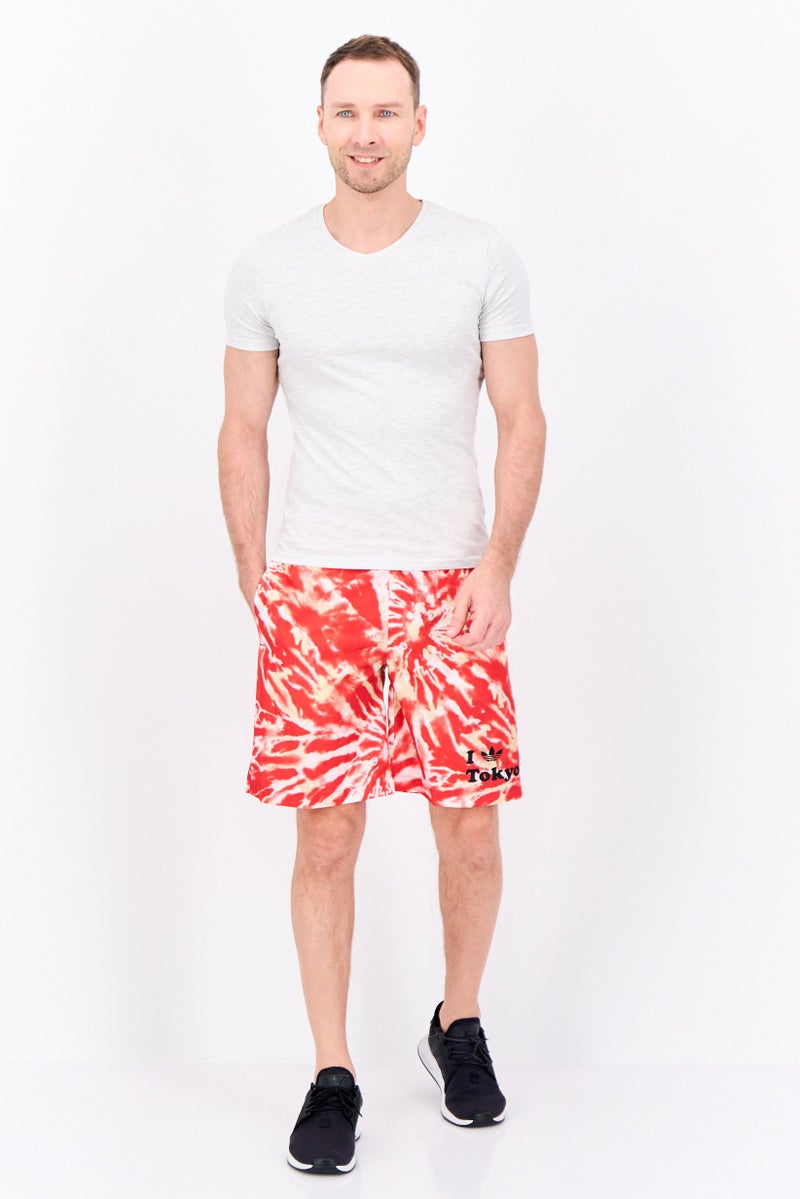 adidas Originals Men Sportswear Fit Embroidered Outdoors Shorts, Red Combo  - Image 4
