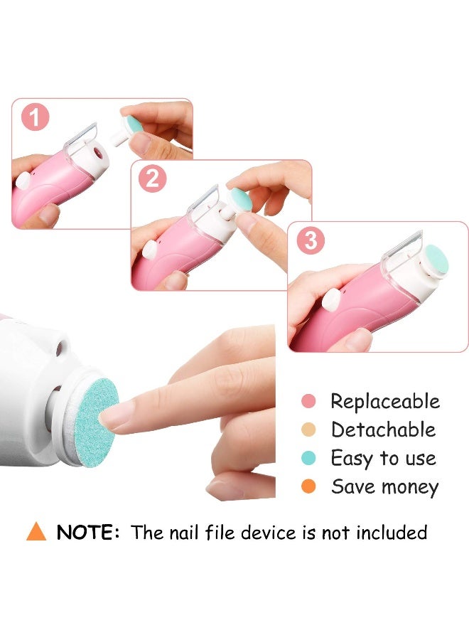 Mudder 24 Pieces Baby Nail File Pads Nail Trimmer Replacement Pads Electric Baby Nail Grinding Heads for Standard Electric Kid Nail Trimmer Suits to Newborn Infant Toddler (Pink, Light Blue, Green, Orange) - Image 5