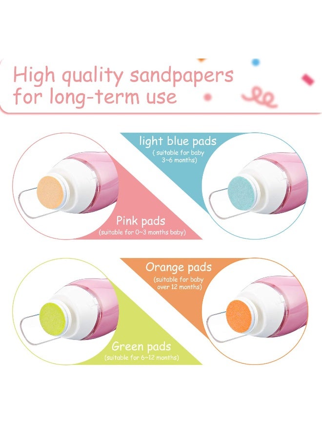Mudder 24 Pieces Baby Nail File Pads Nail Trimmer Replacement Pads Electric Baby Nail Grinding Heads for Standard Electric Kid Nail Trimmer Suits to Newborn Infant Toddler (Pink, Light Blue, Green, Orange) - Image 4