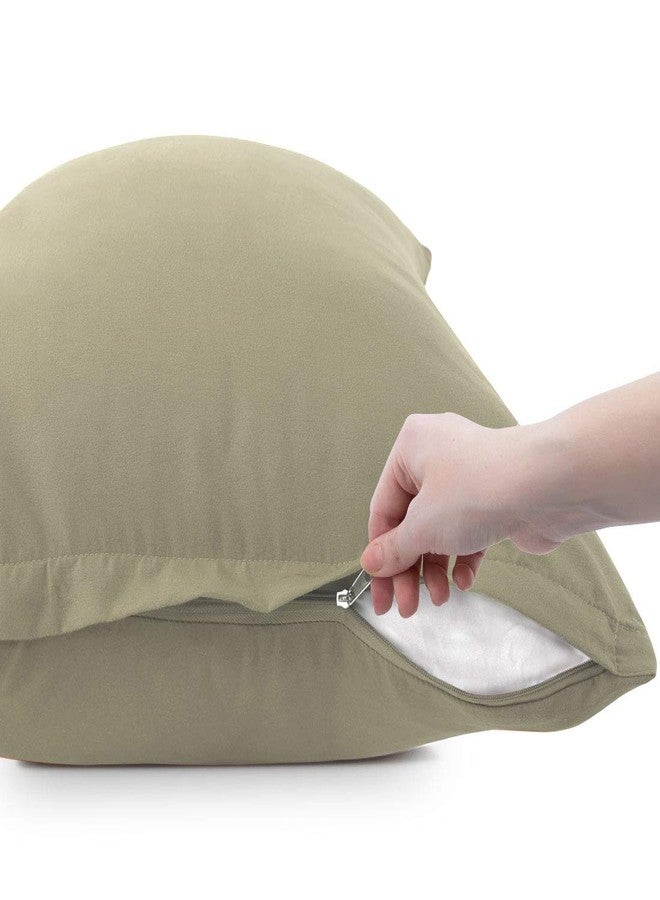 PiccoCasa Zippered Pillowcases, 100% Brushed Microfiber Polyester Pillow Case Cover, Pillow Cases Set of 2, Soft and Comfortable Standard(20"x26") Khaki - Image 5