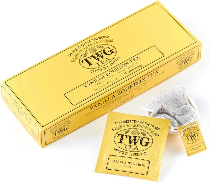 TWG شاي تو واي جي فانيليا بوربون روبيوس - مجموعة هدايا مكونة من 15 كيس شاي مخيط يدويًا من القطن - Image 1