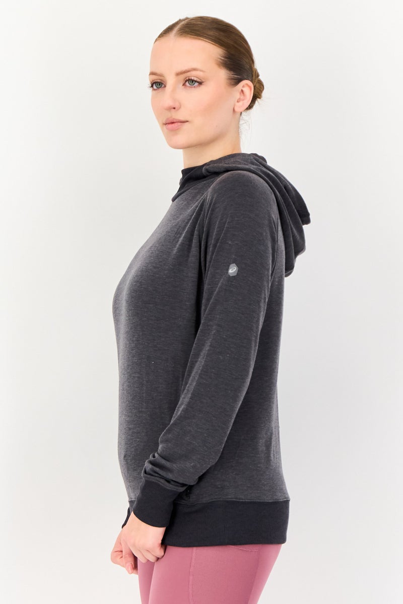 asics Women Sportswear Fit Long Sleeve Running Hoodie, Dark Grey - Image 2