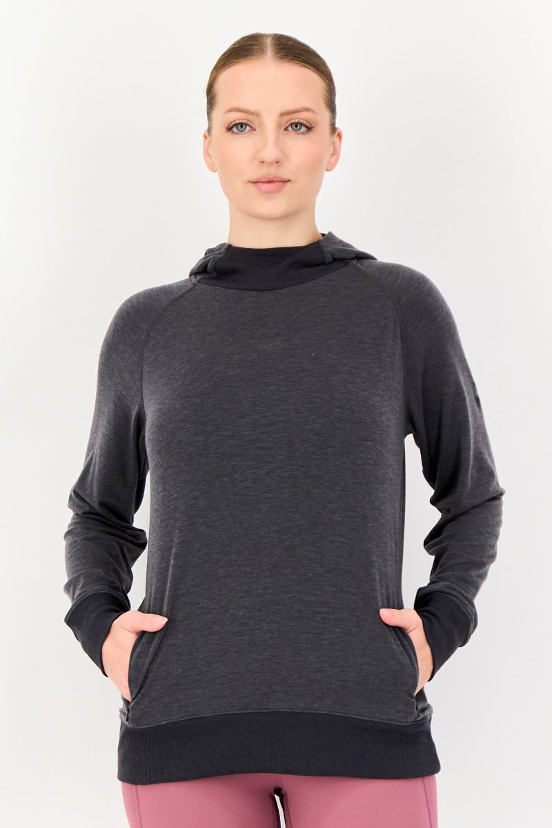 asics Women Sportswear Fit Long Sleeve Running Hoodie, Dark Grey - Image 1