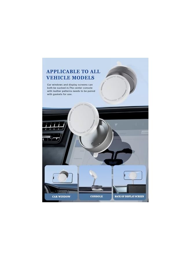 Green Tiger Car Mount, 360° Rotation Magnetic Phone Holder, Foldable Car Mount,Vacuum Suction Mobile Holder Automobile Accessories for iPhone Samsung,Universal Phone Bracket (White) - Image 2